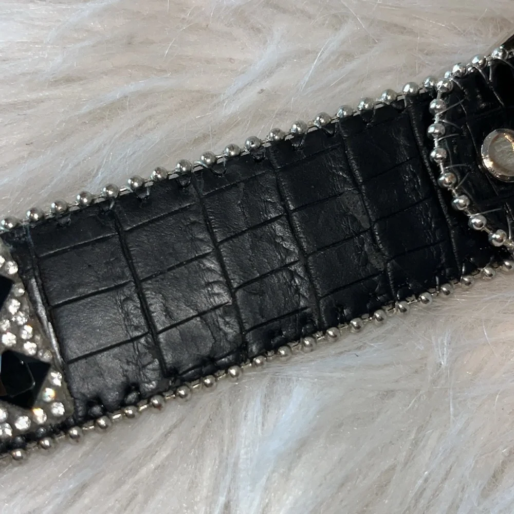 Bling embellished sparkly statement leather western cowgirl belt S/M